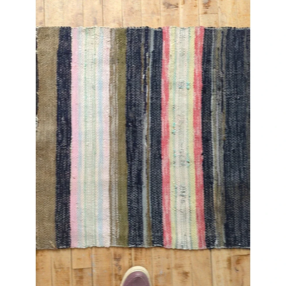 Antique Imported Swedish Hand‎ Made Rag Rug Runner (25.75
